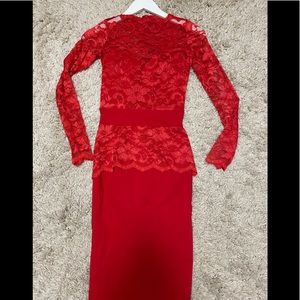 Tempest midi dress in red lace